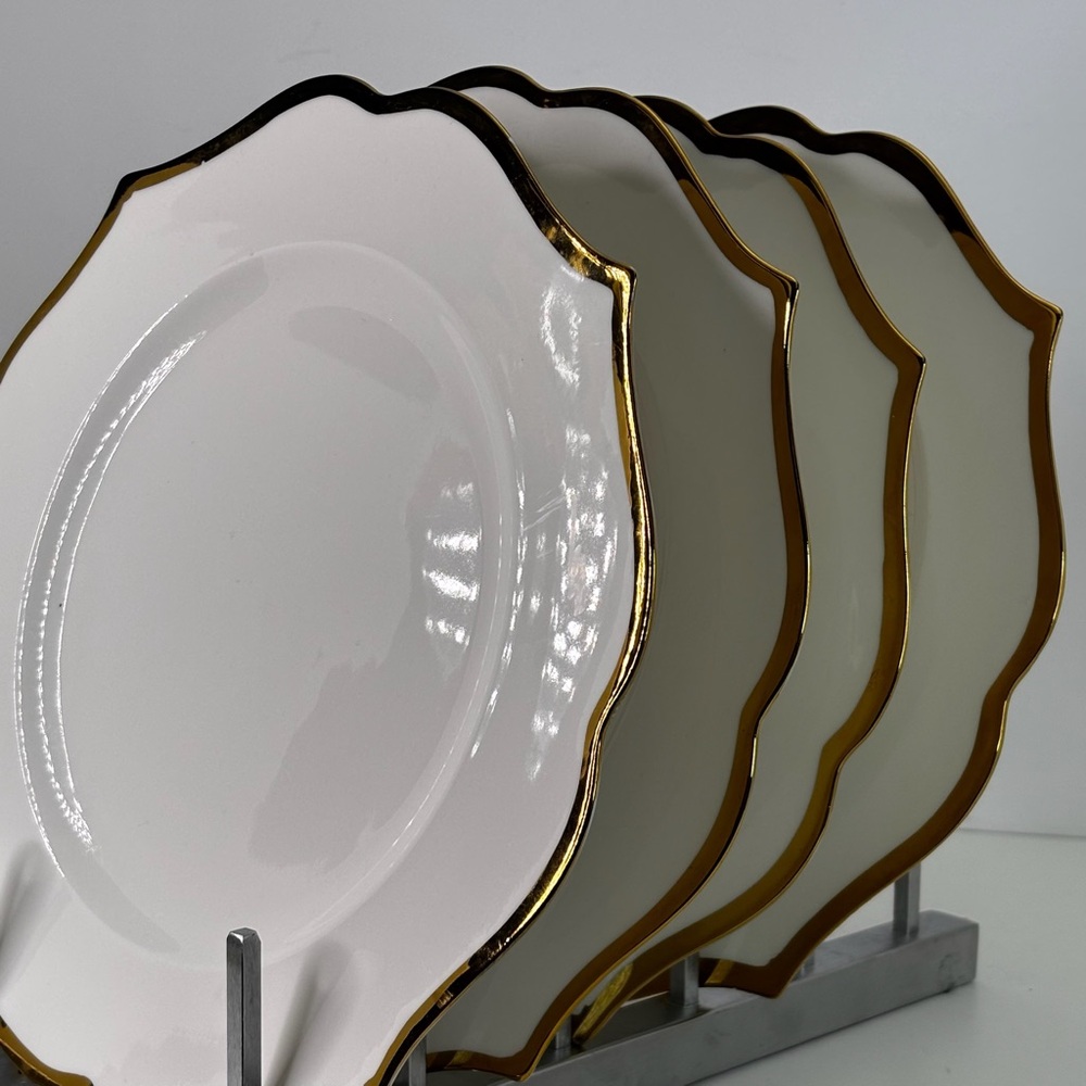 4 Soup Salad Plates Yedi Houseware 9” Gold Trim New